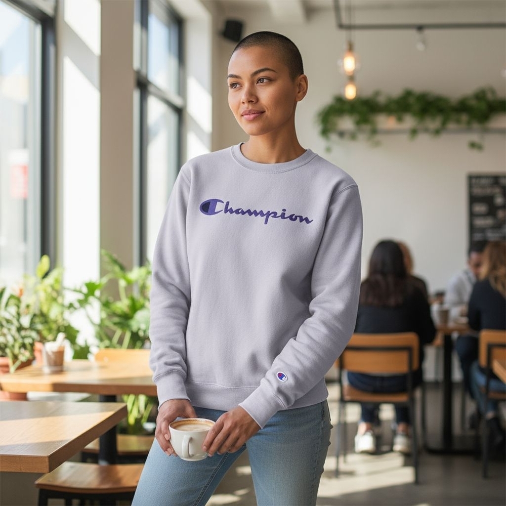 Champion Lavender Crewneck Logo Sweater Sweatshirt S